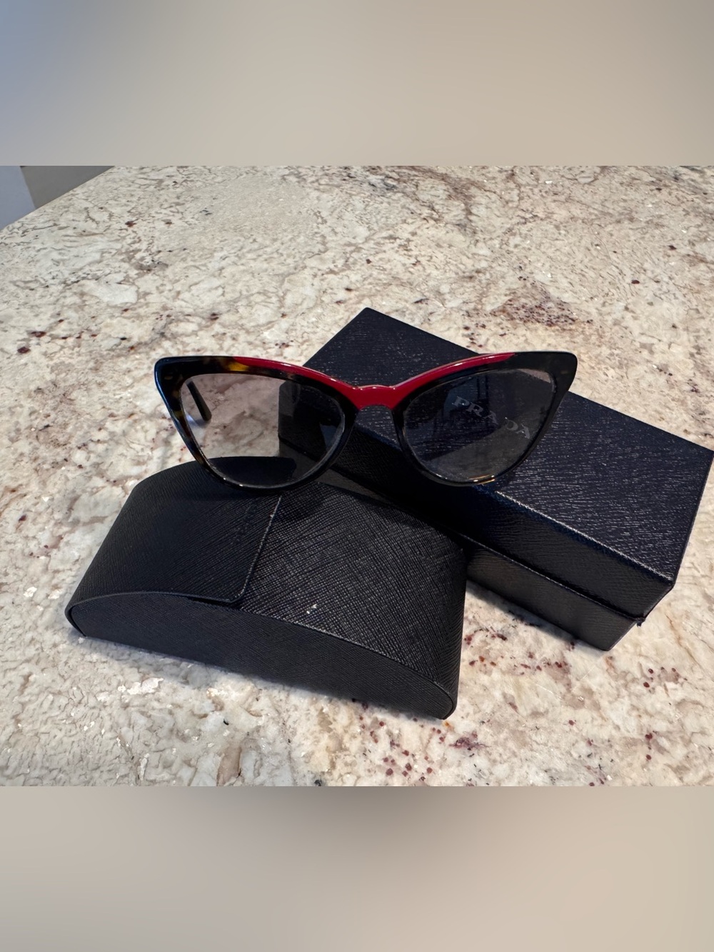 Prada Cat-Eye Women's Sunglasses in Black and Red